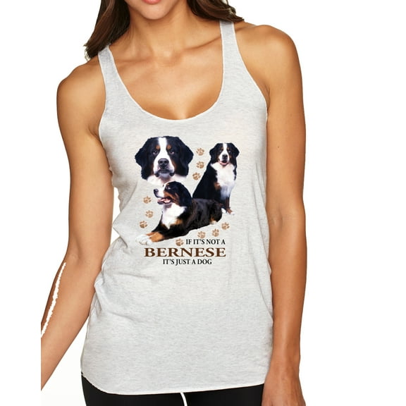 Wild Bobby, If It's Not a Bernese It's Just a Gift | Womens Lover Premium Tri-Blend Racerback Tank Top, Heather White, Small
