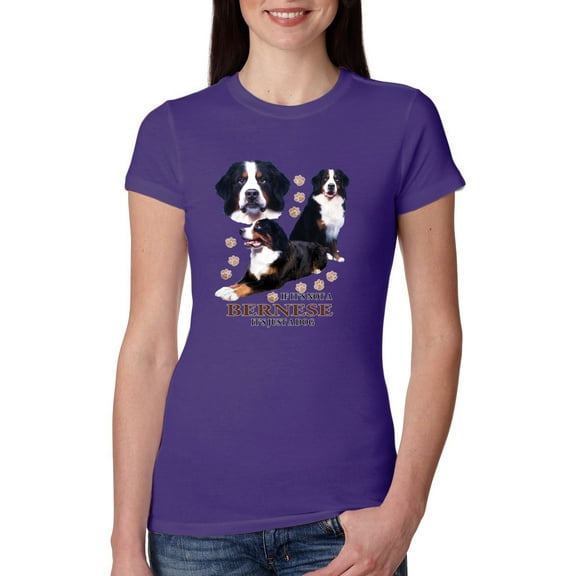 Wild Bobby, If It's Not a Bernese It's Just a Gift | Womens Lover Slim Fit Junior Tee, Purple Rush, Large