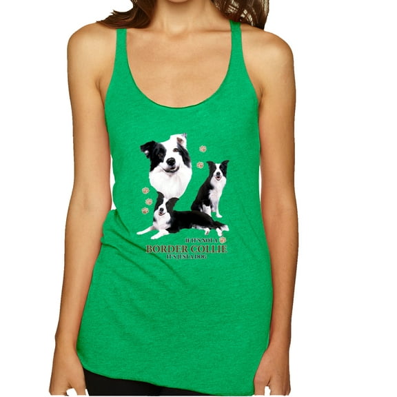 Wild Bobby, If It's Not a Border Collie It's Just a Dog Gift | Womens Dog Lover Premium Tri-Blend Racerback Tank Top, Envy, Large