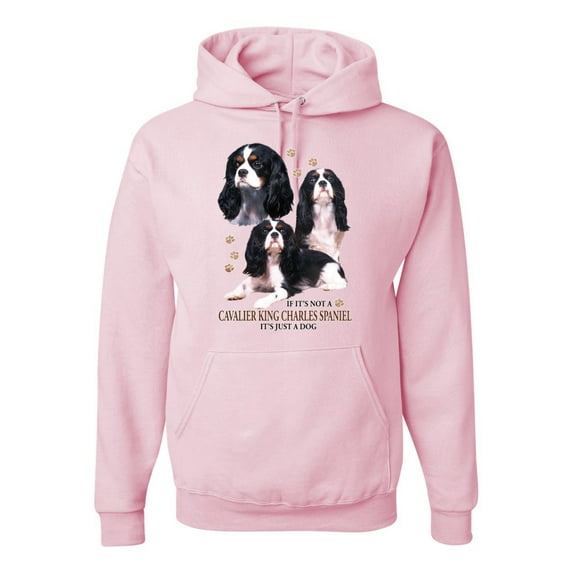 Wild Bobby, If It's Not a Cavalier King Charles Spaniel It's Just a Dog Gift | Mens Dog Lover Hooded Sweatshirt Graphic Hoodie, Light Pink, X-Large