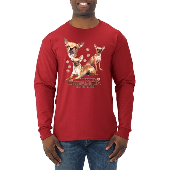 Wild Bobby, If It's Not a Chihuahua It's Just a Dog Gift, Men Long Sleeve Shirt, Red, XX-Large