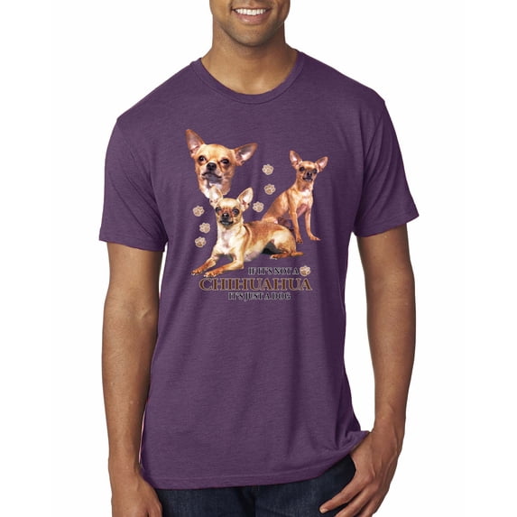 Wild Bobby, If It's Not a Chihuahua It's Just a Dog Gift, Men Premium Tri Blend Tee, Vintage Purple, Medium