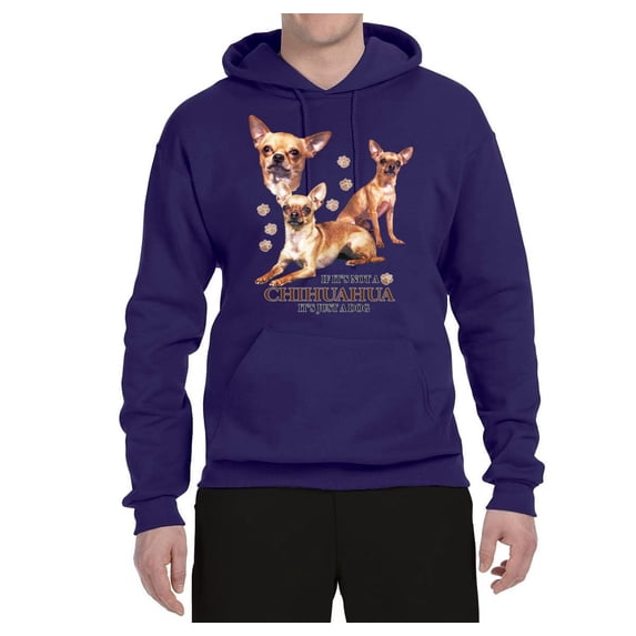 Wild Bobby, If It's Not a Chihuahua It's Just a Dog Gift, Unisex Graphic Hoodie Sweatshirt, Purple, Medium