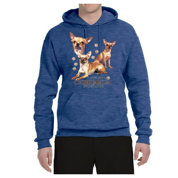 Wild Bobby, If It's Not a Chihuahua It's Just a Dog Gift, Unisex Graphic Hoodie Sweatshirt, Vintage Heather Blue, X-Large