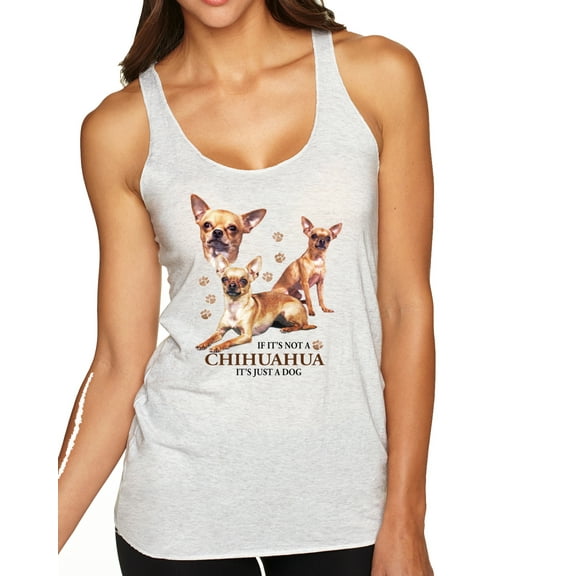 Wild Bobby, If It's Not a Chihuahua It's Just a Dog Gift, Women Tri-Blend Racerback Tank Top, Heather White, X-Large