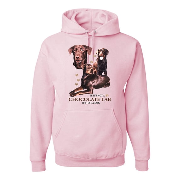 Wild Bobby, If It's Not a Chocolate Lab It's Just a Dog Gift | Mens Dog Lover Hooded Sweatshirt Graphic Hoodie, Light Pink, 2XL