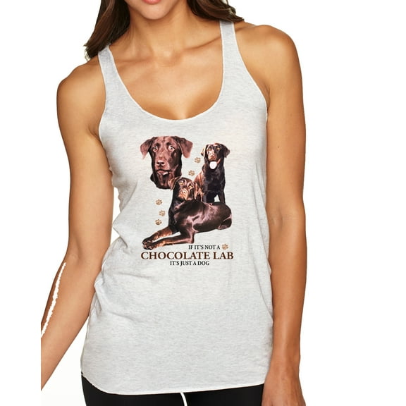 Wild Bobby, If It's Not a Chocolate Lab It's Just a Dog Gift | Womens Dog Lover Premium Tri-Blend Racerback Tank Top, Heather White, Small