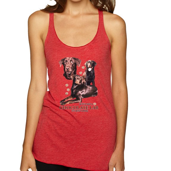 Wild Bobby, If It's Not a Chocolate Lab It's Just a Dog Gift | Womens Dog Lover Premium Tri-Blend Racerback Tank Top, Vintage Red, Medium