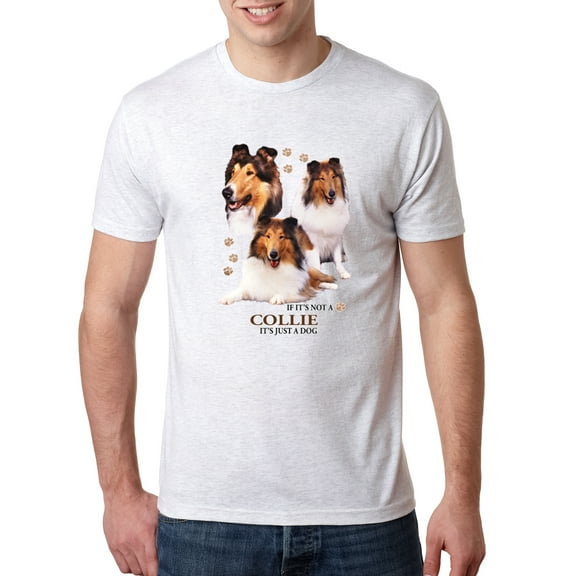 Wild Bobby, If It's Not a Collie It's Just a Dog Gift | Mens Dog Lover Premium Tri Blend T-Shirt, Heather White, Medium