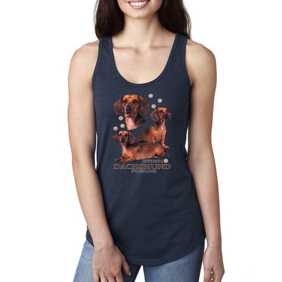 Wild Bobby, If It's Not a Dachshund It's Just a Dog Gift | Womens Dog Lover Jersey Racerback Tank Top, Navy, Small