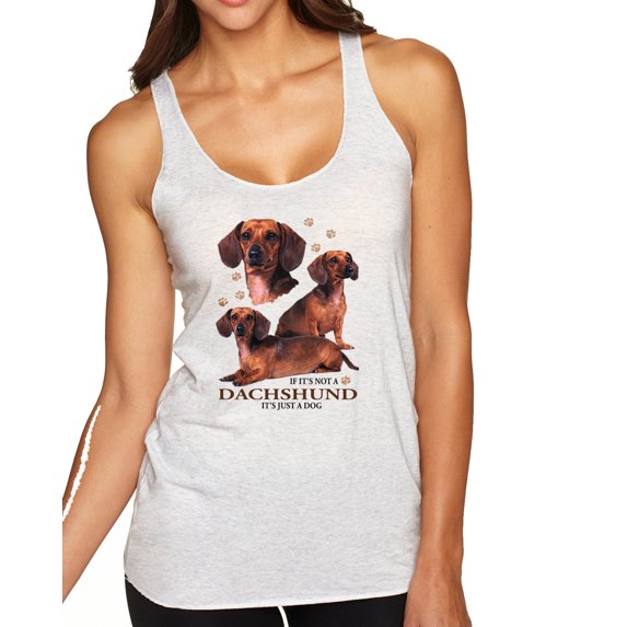 Wild Bobby, If It's Not a Dachshund It's Just a Dog Gift | Womens Dog Lover Premium Tri-Blend Racerback Tank Top, Heather White, Small