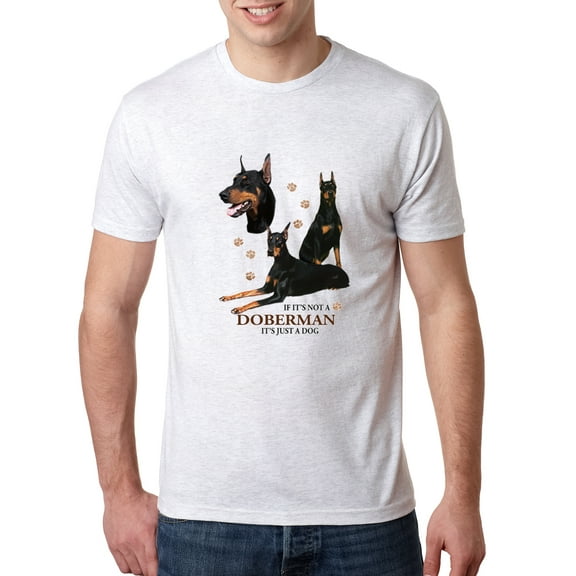 Wild Bobby, If It's Not a Doberman It's Just a Dog Gift | Mens Dog Lover Premium Tri Blend T-Shirt, Heather White, Small