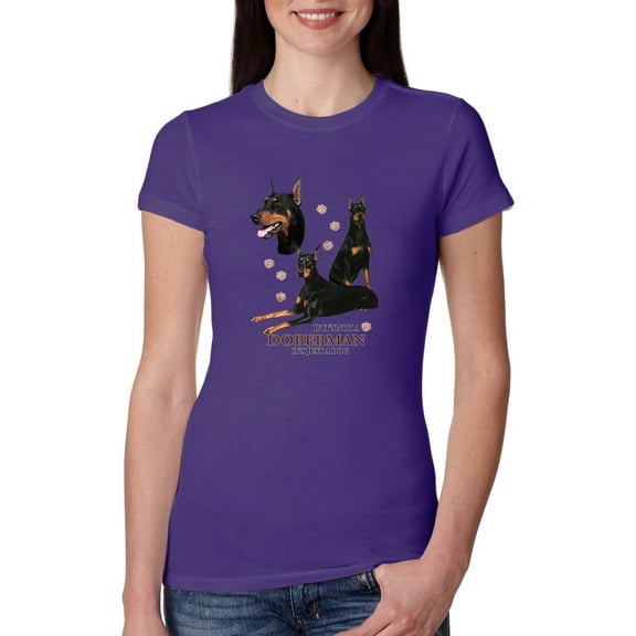 Wild Bobby, If It's Not a Doberman It's Just a Dog Gift | Womens Dog Lover Slim Fit Junior Tee, Purple Rush, 2XL