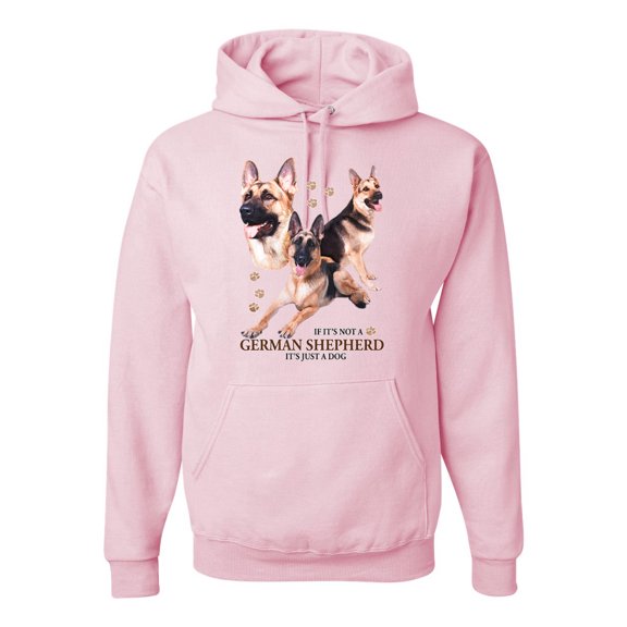 Wild Bobby, If It's Not a German Shepherd It's Just a Dog Gift | Mens Dog Lover Hooded Sweatshirt Graphic Hoodie, Light Pink, 2XL