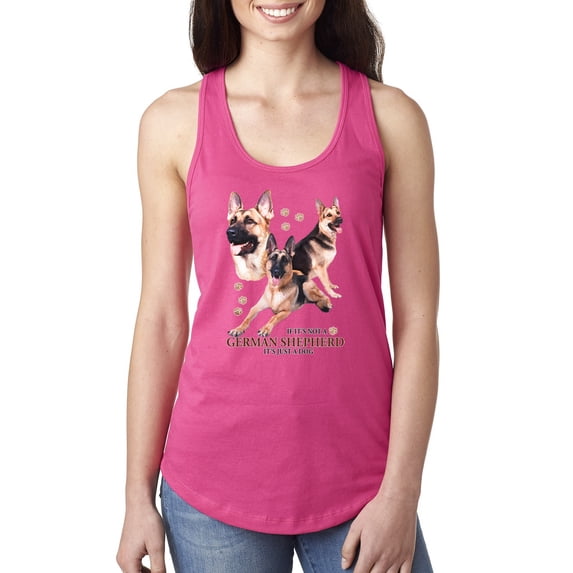 Wild Bobby, If It's Not a German Shepherd It's Just a Dog Gift | Womens Dog Lover Jersey Racerback Tank Top, Raspberry, Medium