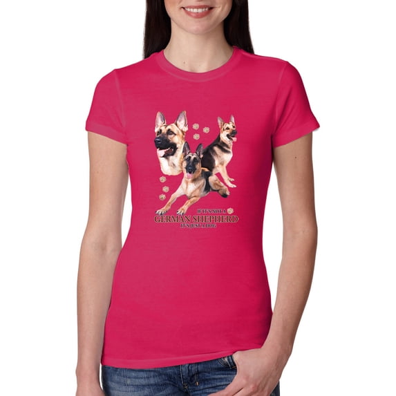 Wild Bobby, If It's Not a German Shepherd It's Just a Dog Gift | Womens Dog Lover Slim Fit Junior Tee, Raspberry, Medium