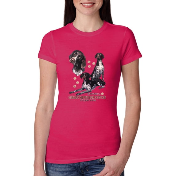 If It's Not a German Shorthair Pointer It's Just a Dog Gift | Womens Dog Lover Slim Fit Junior Tee, Raspberry, X-Large