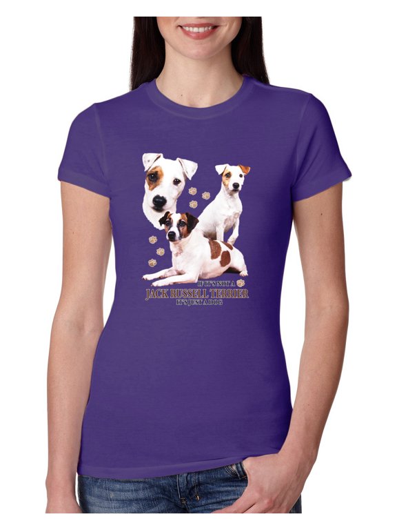 , If It's Not a Jack Russell Terrier It's Just a Dog | Womens Dog Lover Slim Fit Junior Tee, Purple Rush, Large