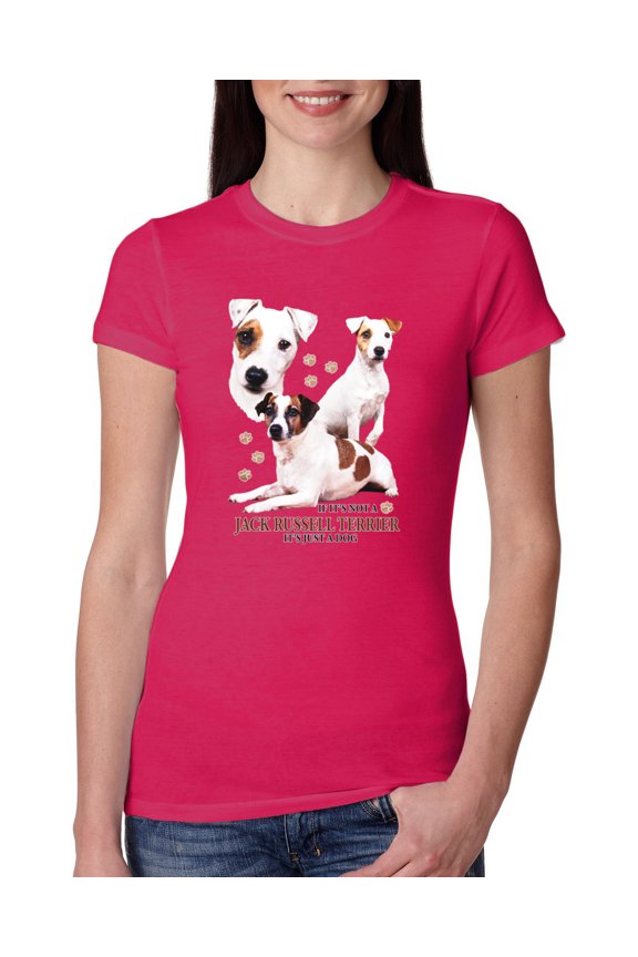 , If It's Not a Jack Russell Terrier It's Just a Dog | Womens Dog Lover Slim Fit Junior Tee, Raspberry, 2XL