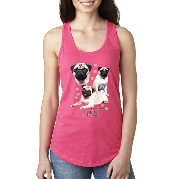 Wild Bobby, If It's Not a Pug It's Just a Dog Gift | Womens Dog Lover Jersey Racerback Tank Top, Hot Pink, X-Large