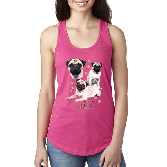 Wild Bobby, If It's Not a Pug It's Just a Dog Gift | Womens Dog Lover Jersey Racerback Tank Top, Raspberry, Medium