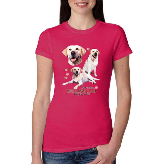 Wild Bobby, If It's Not a Yellow Lab It's Just a Dog Gift | Womens Dog Lover Slim Fit Junior Tee, Raspberry, Medium