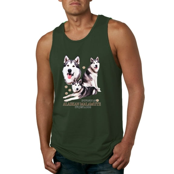 Wild Bobby, If It's Not an Alaskan Malamute It's Just a Dog Gift, Men Graphic Tank Top, Forest Green, Small