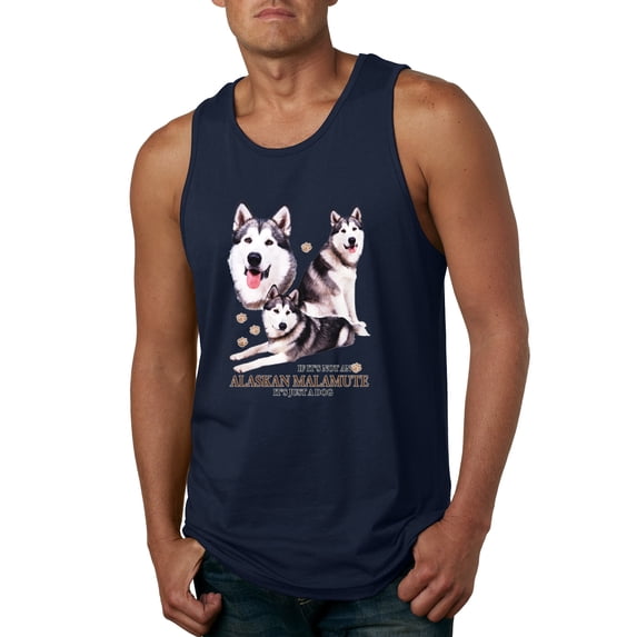 Wild Bobby, If It's Not an Alaskan Malamute It's Just a Dog Gift, Men Graphic Tank Top, Navy, X-Large