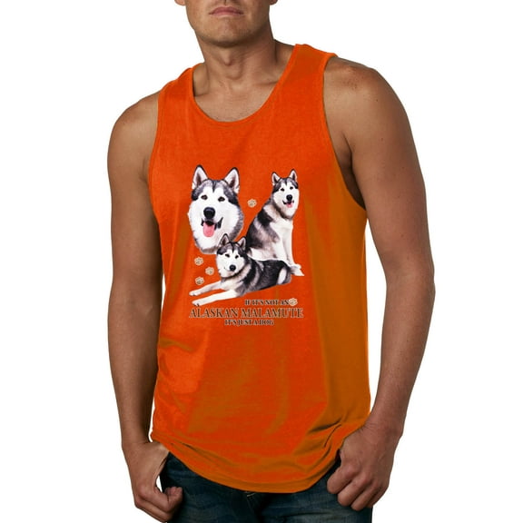 Wild Bobby, If It's Not an Alaskan Malamute It's Just a Dog Gift, Men Graphic Tank Top, Orange, Medium