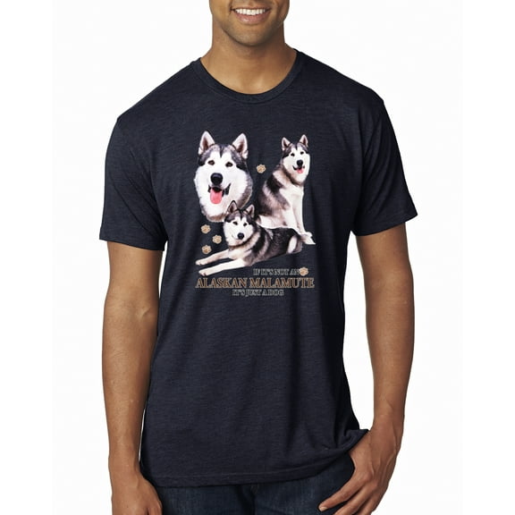 Wild Bobby, If It's Not an Alaskan Malamute It's Just a Dog Gift, Men Premium Tri Blend Tee, Vintage Navy, XX-Large