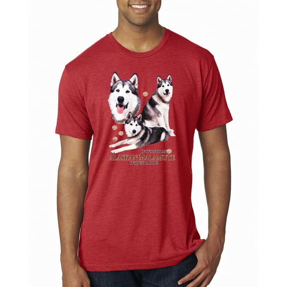 Wild Bobby, If It's Not an Alaskan Malamute It's Just a Dog Gift, Men Premium Tri Blend Tee, Vintage Red, Large