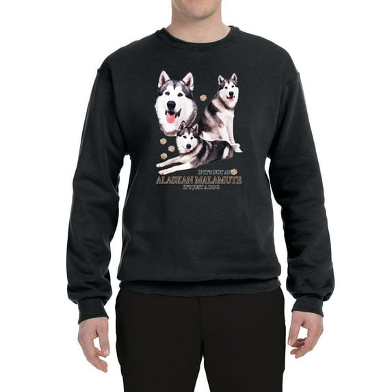 Wild Bobby, If It's Not an Alaskan Malamute It's Just a Dog Gift, Unisex Crewneck Graphic Sweatshirt, Black, Large