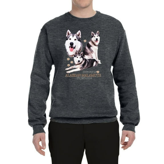 Wild Bobby, If It's Not an Alaskan Malamute It's Just a Dog Gift, Unisex Crewneck Graphic Sweatshirt, Charcoal, X-Large