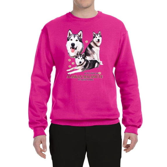 Wild Bobby, If It's Not an Alaskan Malamute It's Just a Dog Gift, Unisex Crewneck Graphic Sweatshirt, Fuschia, X-Large