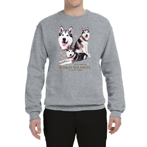 Wild Bobby, If It's Not an Alaskan Malamute It's Just a Dog Gift, Unisex Crewneck Graphic Sweatshirt, Heather Grey, XX-Large