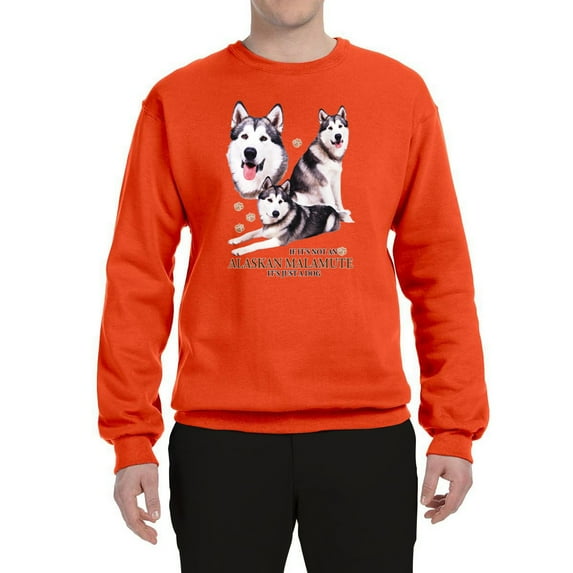 Wild Bobby, If It's Not an Alaskan Malamute It's Just a Dog Gift, Unisex Crewneck Graphic Sweatshirt, Orange, XX-Large
