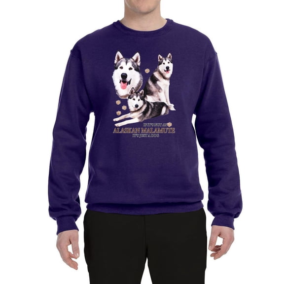 Wild Bobby, If It's Not an Alaskan Malamute It's Just a Dog Gift, Unisex Crewneck Graphic Sweatshirt, Purple, X-Large