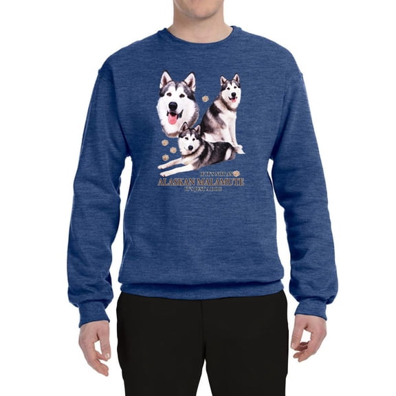 Wild Bobby, If It's Not an Alaskan Malamute It's Just a Dog Gift, Unisex Crewneck Graphic Sweatshirt, Vintage Heather Blue, X-Large
