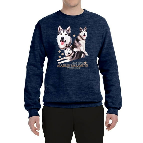 Wild Bobby, If It's Not an Alaskan Malamute It's Just a Dog Gift, Unisex Crewneck Graphic Sweatshirt, Vintage Heather Navy, Large