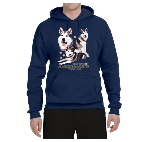 Wild Bobby, If It's Not an Alaskan Malamute It's Just a Dog Gift, Unisex Graphic Hoodie Sweatshirt, Navy, Small