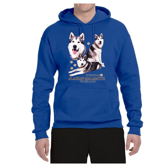 Wild Bobby, If It's Not an Alaskan Malamute It's Just a Dog Gift, Unisex Graphic Hoodie Sweatshirt, Royal, Large
