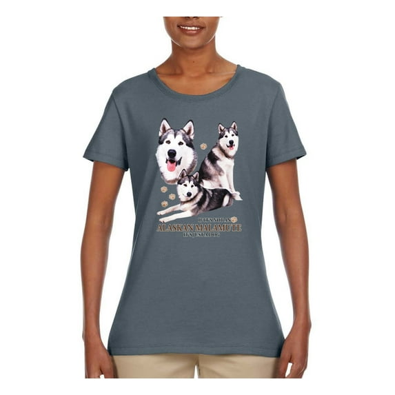 Wild Bobby, If It's Not an Alaskan Malamute It's Just a Dog Gift, Women Graphic Tee, Charcoal, Small