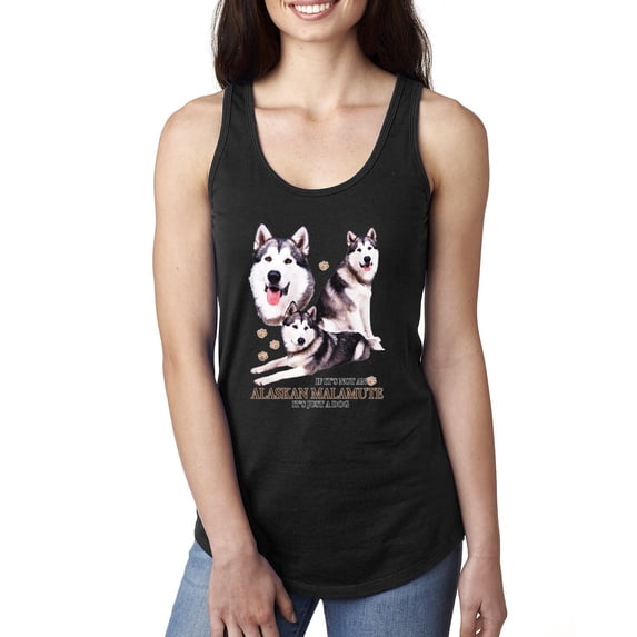 Wild Bobby, If It's Not an Alaskan Malamute It's Just a Dog Gift, Women Racerback Tank Top, Black, Small