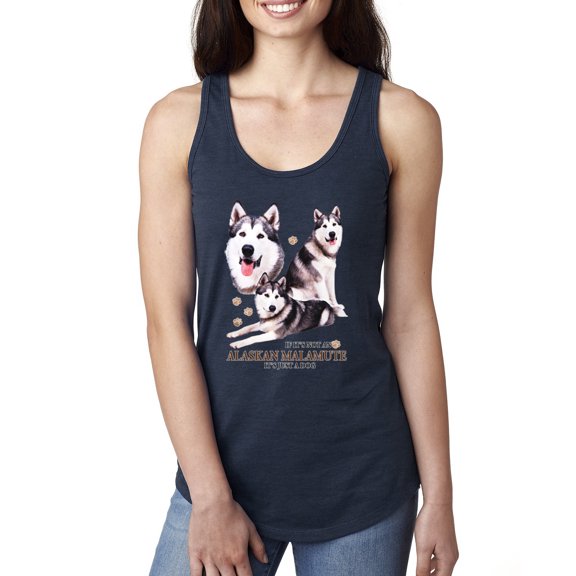 Wild Bobby, If It's Not an Alaskan Malamute It's Just a Dog Gift, Women Racerback Tank Top, Navy, Medium
