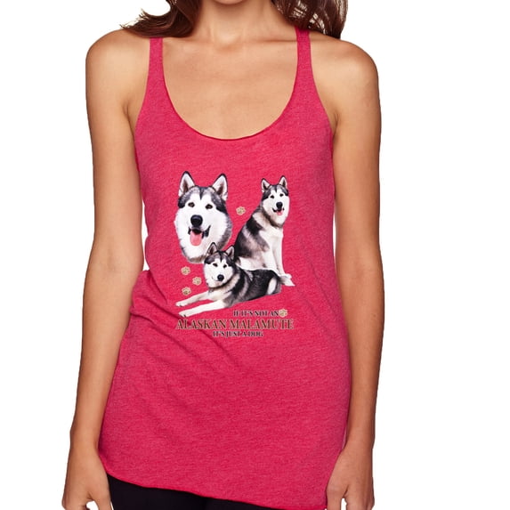 Wild Bobby, If It's Not an Alaskan Malamute It's Just a Dog Gift, Women Tri-Blend Racerback Tank Top, Shocking Pink, X-Large