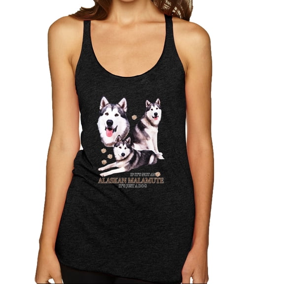Wild Bobby, If It's Not an Alaskan Malamute It's Just a Dog Gift, Women Tri-Blend Racerback Tank Top, Vintage Black, Medium