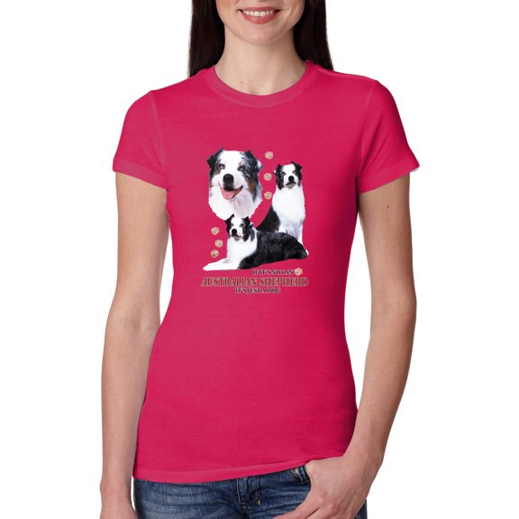 Wild Bobby, If It's Not an Australian Shepherd It's Just a Dog Gift | Womens Dog Lover Slim Fit Junior Tee, Raspberry, 2XL