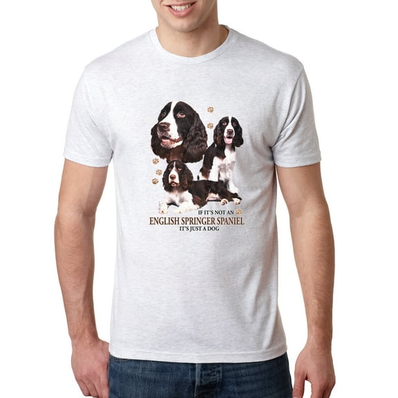 Wild Bobby, If It's Not an English Springer Spaniel It's Just a Dog Gift | Mens Dog Lover Premium Tri Blend T-Shirt, Heather White, Small