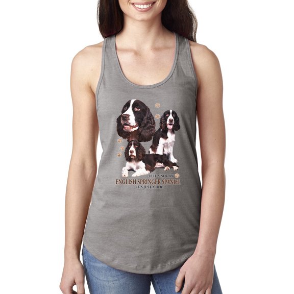 Wild Bobby, If It's Not an English Springer Spaniel It's Just a Dog Gift | Womens Dog Lover Jersey Racerback Tank Top, Heather Grey, X-Large