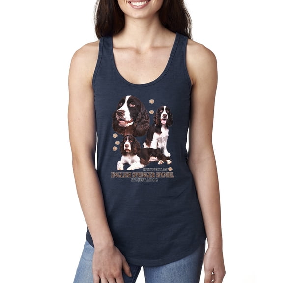 Wild Bobby, If It's Not an English Springer Spaniel It's Just a Dog Gift | Womens Dog Lover Jersey Racerback Tank Top, Navy, Small